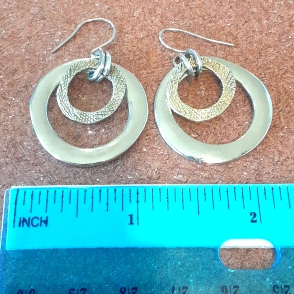 Silver Tone Hoop Earrings - Picture 2 of 6